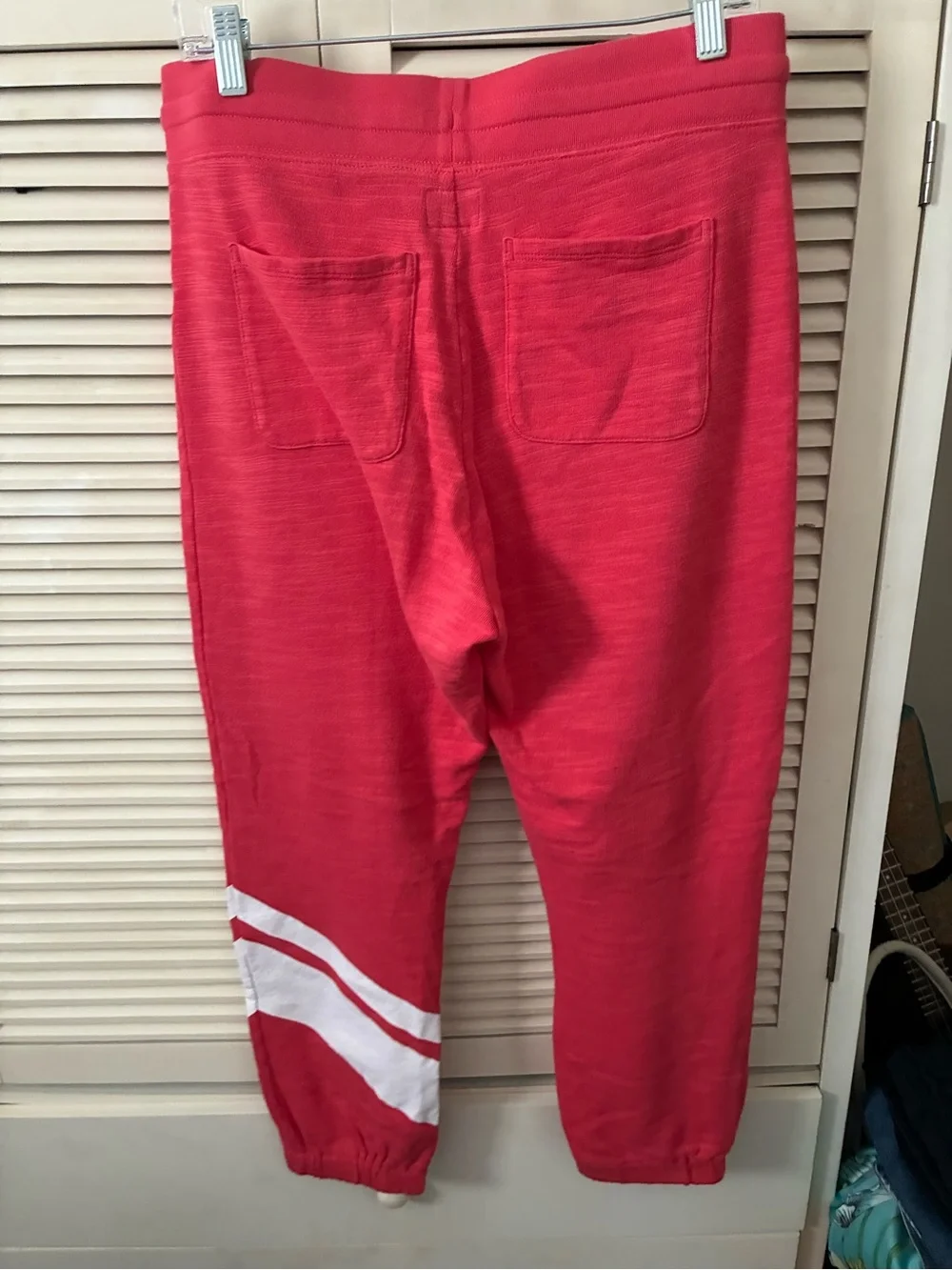 J. Crew Red Track Joggers with White Leg Stripes